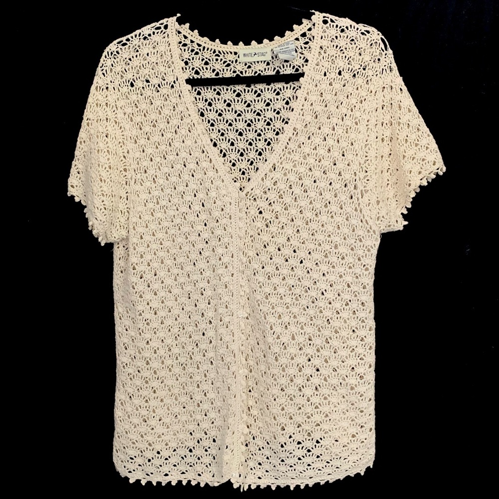 White Stag Crochet Cotton Blend Cardigan